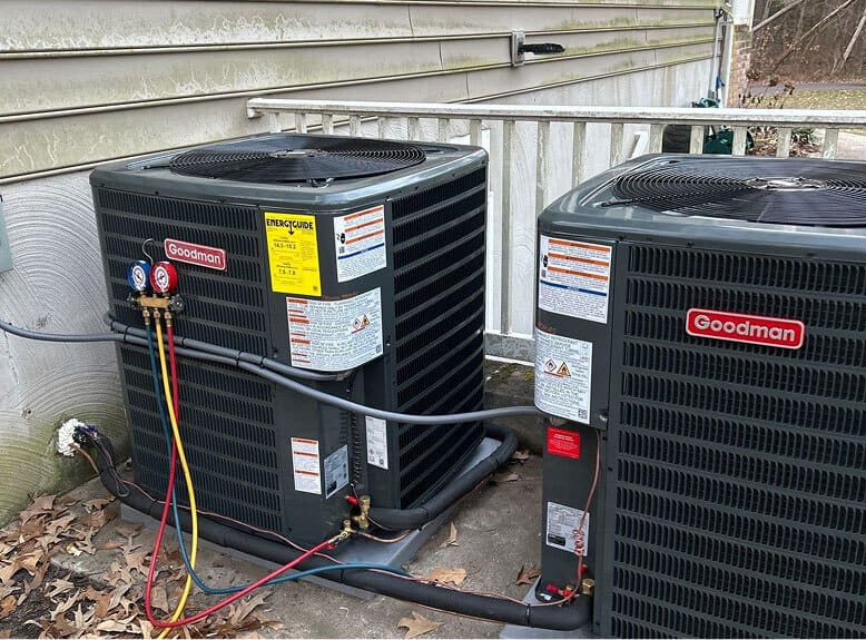 Dual Goodman AC units outside home